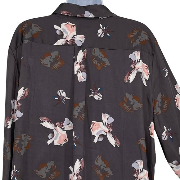 Banana Republic Satin Floral Blouse in Gray and Pink Size XL - Picture 5 of 9